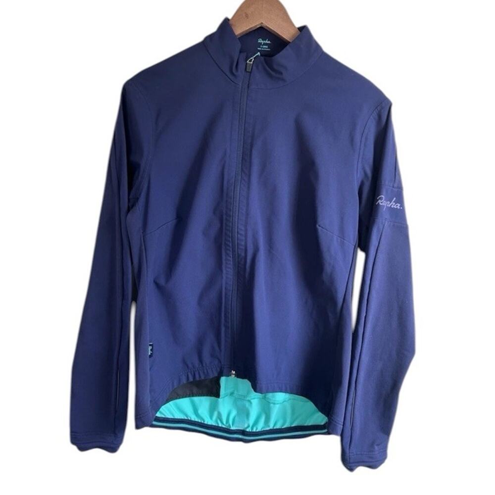 Rapha Souplesse Cycling Jacket Womens XL Navy Teal Full Zip Bike Jersey